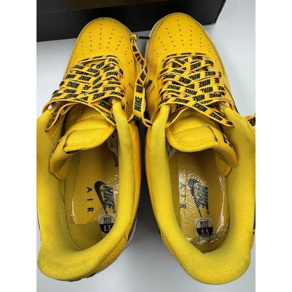 Nike x NBA Air force 1 Amarillo Large black swoosh yellow mens Sz 8.5 823511 701